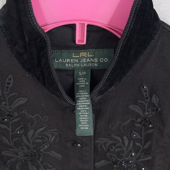 Ralph Lauren Jeans Co Jacket Womens Small Petite Embroidered Floral Velvet Boho - Picture 6 of 14